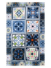 Полотенце кухонное махровое Плитка Синее м1231